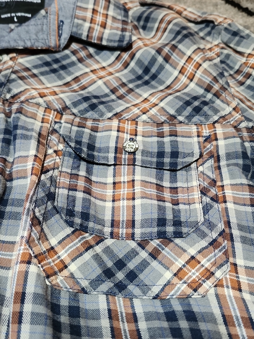 VINTAGE CALVIN KLEIN PLAID BUTTON-DOWN LONG-SLEEVE WESTERN SHIRT - Picture 4 of 14